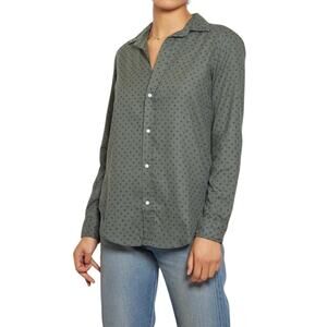 Frank & Eileen Army Green Star Print Cotton Button Down Frank Shirt